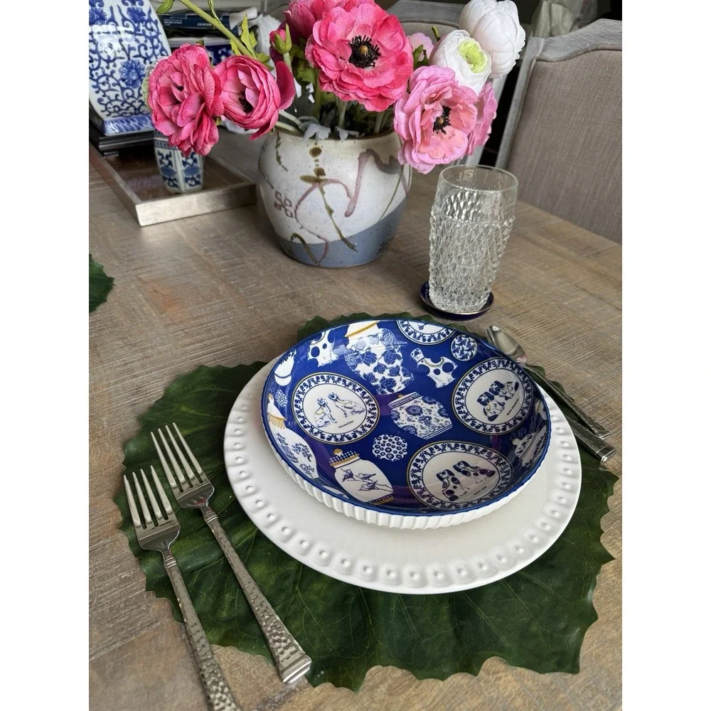 Set Of 12 Green Faux Leaf Shaped Placemats Hollywood Regency Style